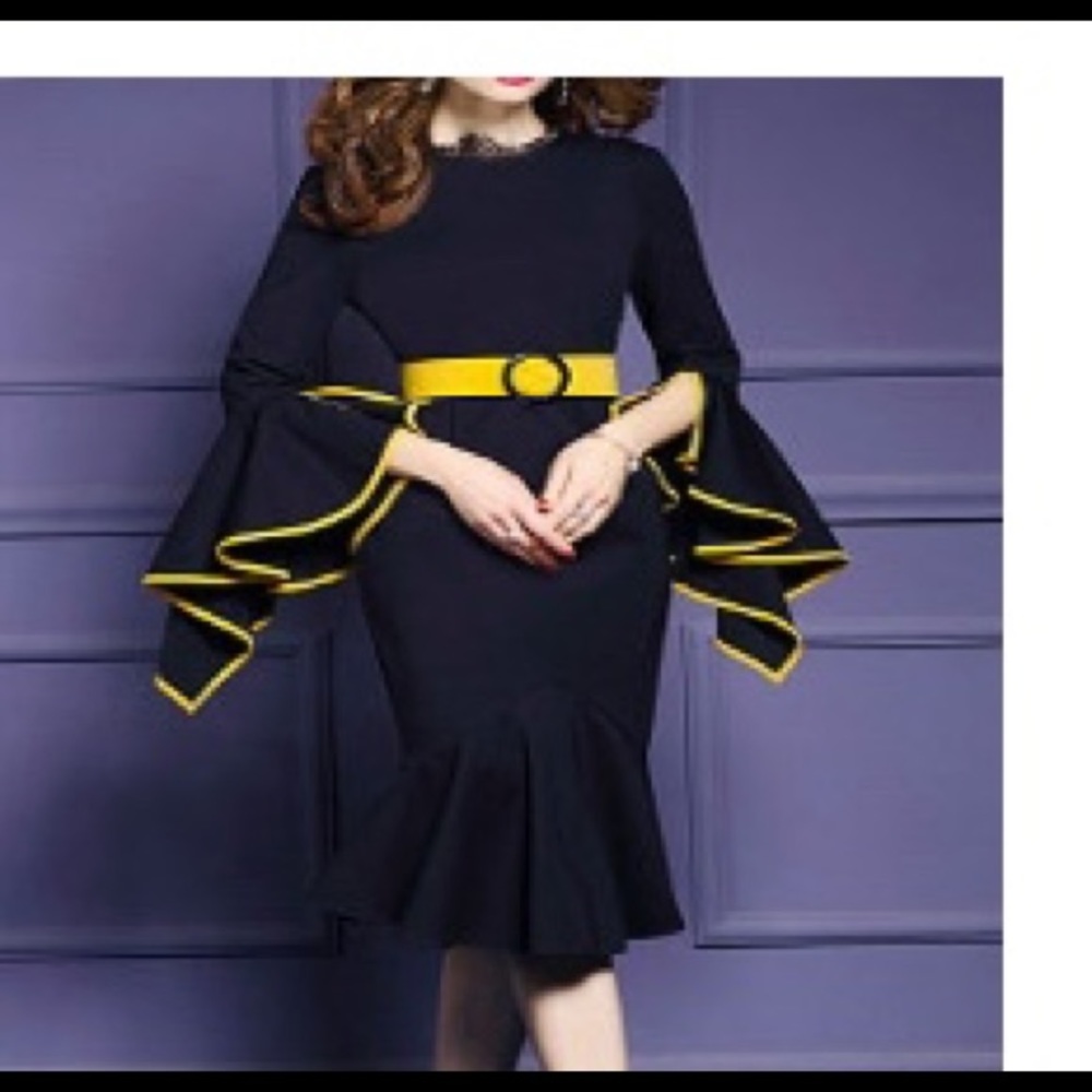 Dress yellow and blue belt not included